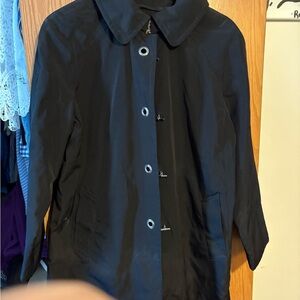 FOG by London Fog Women's Black Coat-Hooded Rain Coat